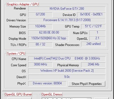 GPU Caps Viewer - Main Panel
