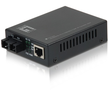LevelOne RJ45 to SC Fast Ethernet Media Converter, Single-Mode Fiber, 20km