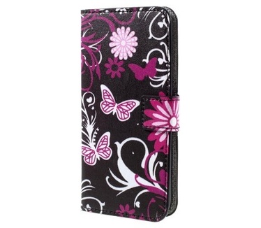 qMust Apple iPhone 7 Wallet Case - hoesje met stand - Butterfly Flowers