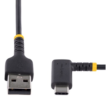 Startech.com 2m USB A naar C Oplaadkabel, Haakse USB-C Kabel, Robuuste Fast Charge USB-C Kabel, USB 2.0 A naar Type-C, 3A, USB Laadkabel met Aramide Vezel, Zwart