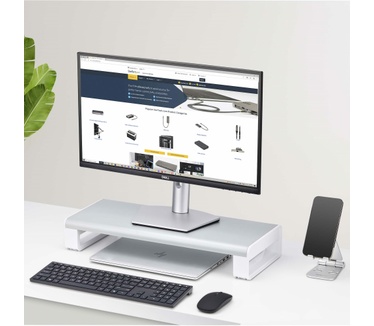 Startech.com Ergonomische Monitorstandaard, Tot 15kg, Vaste Hoogte 9cm, Desktop Computer Monitor/Laptop Verhoger,Stalen Basis, Snelle Montage, Optimale Bureauruimte