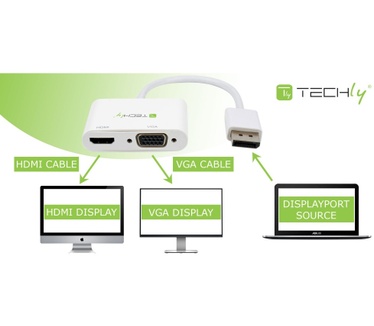 Techly DisplayPort 1.2 to HDMI/VGA 4K Adapter Wit