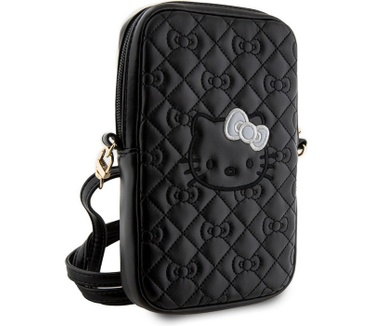 Hello Kitty Quilted Heuptas met Riem (Scherm tot 7 Inch) - Zwart Zwart