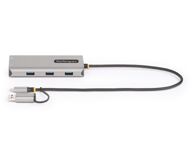 Startech.com USB-C Multiport Adapter met Ingebouwde USB-C naar USB-A Dongle, Dual HDMI (4K30Hz/1080p60Hz), 3x USB-A 5Gbps, Mini Travel Dock, Laptop Docking Station, 40cm Kabel