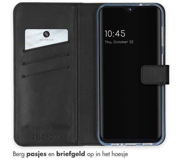 Selencia Echt Leren Bookcase Samsung Galaxy A14 (5G/4G) - Zwart