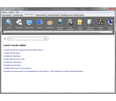 TweakNow PowerPack 2012 screenshot