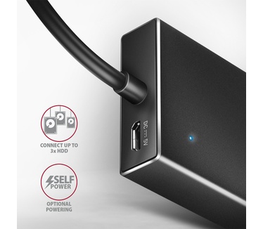 Axagon HUE-F7C 7x USB 3.2 Gen 1 ALU FLAT hub micro power IN 30cm USB-C