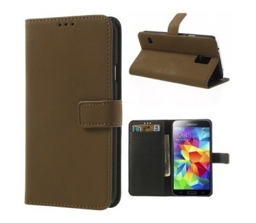 qMust Wallet Case Premium met stand Samsung Galaxy S5 / S5 Plus / S5 Neo (brown)