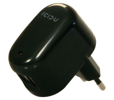 ICIDU USB AC Adapter 2 port Black 2x USB female