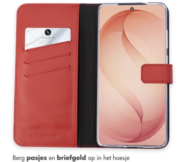 Selencia Echt Leren Bookcase Samsung Galaxy S26 Plus - Rood