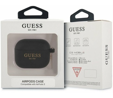 Guess Charms Silicone Case voor Apple Airpods 3 - Zwart Zwart