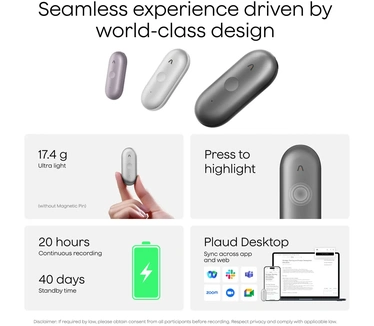 Plaud NotePin S Dicteerapparaat Purple