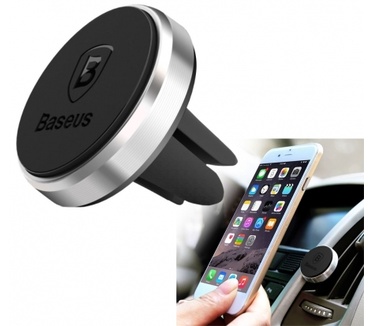 Baseus Magnet Air Vent Houder voor iPhone en Telefoons - Zilver