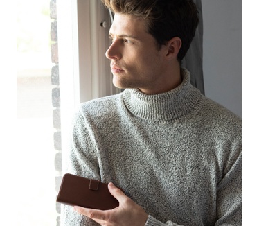 Selencia Echt Lederen Bookcase Samsung Galaxy Note 10 - Bruin