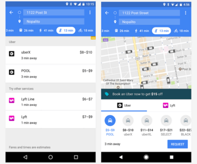 Uber Google Maps