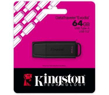 Kingston 64GB Portable USB 3.2 Gen 1 DataTraveler Exodia Black