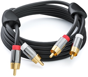 deleyCON deleyCON 12,5m Cinch Kabel Stereo Audio Cinch RCA Kabel 2x Cinch Stecker zu 2x Cinch Stecker HiFi-Anlage HiFi-Receiver Heimkino Blu-Ray Player schwarz