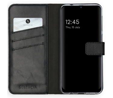Selencia Echt Lederen Bookcase Samsung Galaxy M31 - Zwart