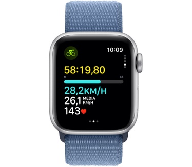 Apple Watch SE (2023), 40mm, GPS, Geweven sportbandje Zilver (Blauw)