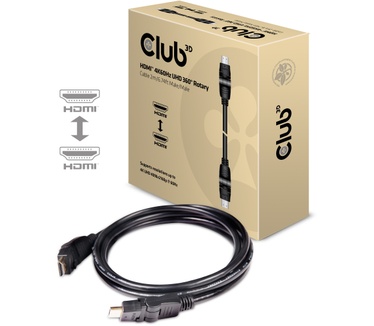 Club 3D HDMI2.0 4K60Hz 360 Graden Rotary Cable 2m 4K60Hz Zwart