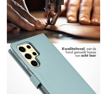 Selencia Echt Leren Bookcase Samsung Galaxy S25 Ultra - Air Blue