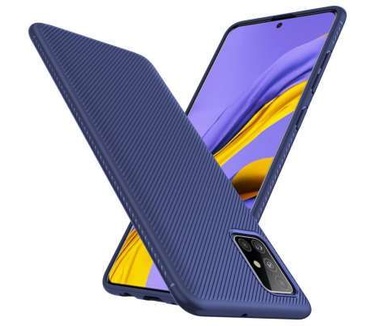 qMust Samsung Galaxy A51 Texture TPU Case - Blauw
