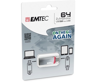 Emtec S220 On The Go 64GB Zilver