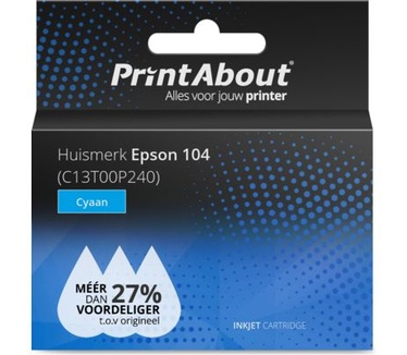 PrintAbout Huismerk Epson 104 (C13T00P240) Inktcartridge Cyaan