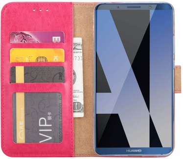 Luxe Lederen Bookcase hoesje voor de Huawei Mate 10 - Roze (Huawei Mate 10) Roze
