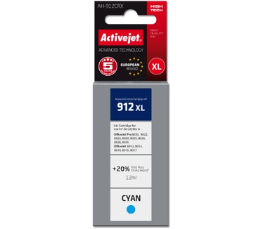 Activejet Activejet AH-912CRX inkt voor HP printers, Vervanging HP 912XL 3YL81AE; Premium; 990 pagina's; blauw