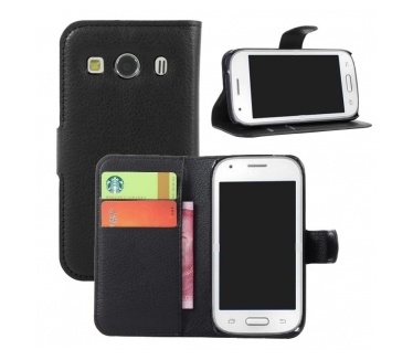 qMust Samsung Galaxy Ace 4 Wallet Case met stand (Black)