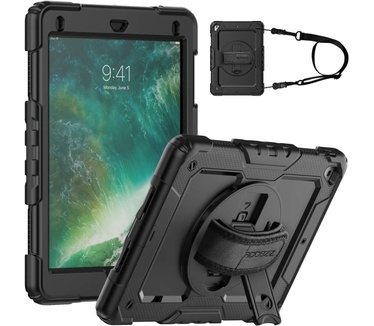 Accezz Rugged Backcover met schouderstrap iPad (2017 / 2018) - Zwart