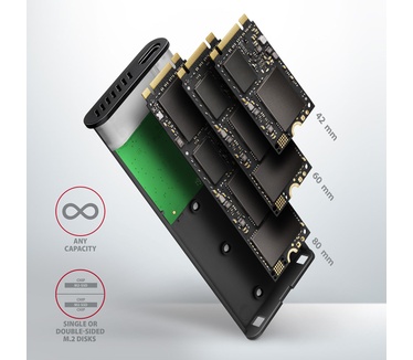 Axagon EEM2-SBC externes Gehäuse für M.2 SSDs USB-C 3.2 Gen 2 - schwarz