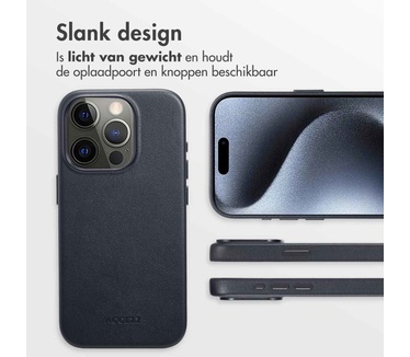 Accezz MagSafe Leather Backcover iPhone 15 Pro - Zwart