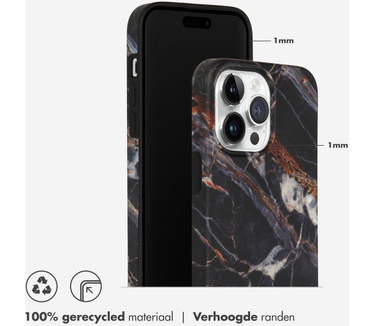 Selencia Aurora Fashion Backcover iPhone 14 Pro Max - Duurzaam hoesje - 100% gerecycled - Zwart Marmer