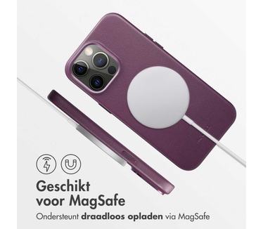 Accezz MagSafe Leather Backcover iPhone 15 Pro Max - Paars
