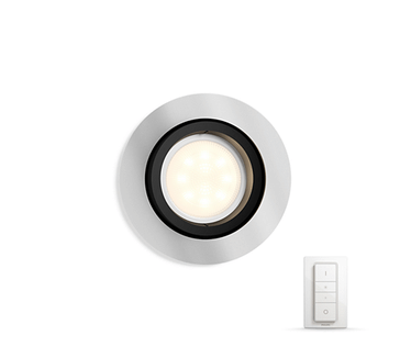 Philips Hue Milliskin inbouwspot rond aluminium (White Ambiance, incl DIM switch)