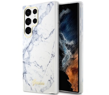 Guess Gold Marble Back Case Samsung Galaxy S23 Ultra (S918) - Wit Wit
