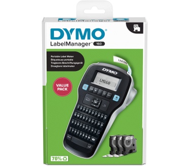Dymo DYMO LabelManager 160 Labelmaker-startpakket | Handheld Labelprinter | met 3 rollen D1 etiketten QWERTZ-toetsenbord | Ideaal voor kantoor of thuis