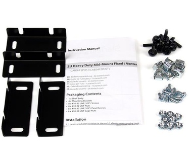 Startech.com 2U ventilerende vrijdragende plank rackmontage midden 2 Post Serverrack Serverkast 68kg