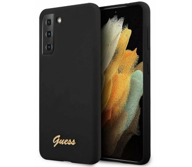 Guess Silicone Retro Back Cover - Samsung Galaxy S21 Plus - Zwart Zwart