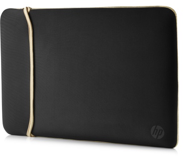 HP 14" Neoprene Reversible Sleeve Goud, Zwart