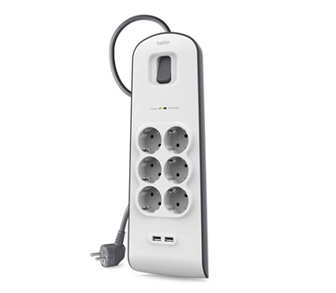 Belkin Surge Protector 6OT 650J 2M w USB (BSV604vf2M)
