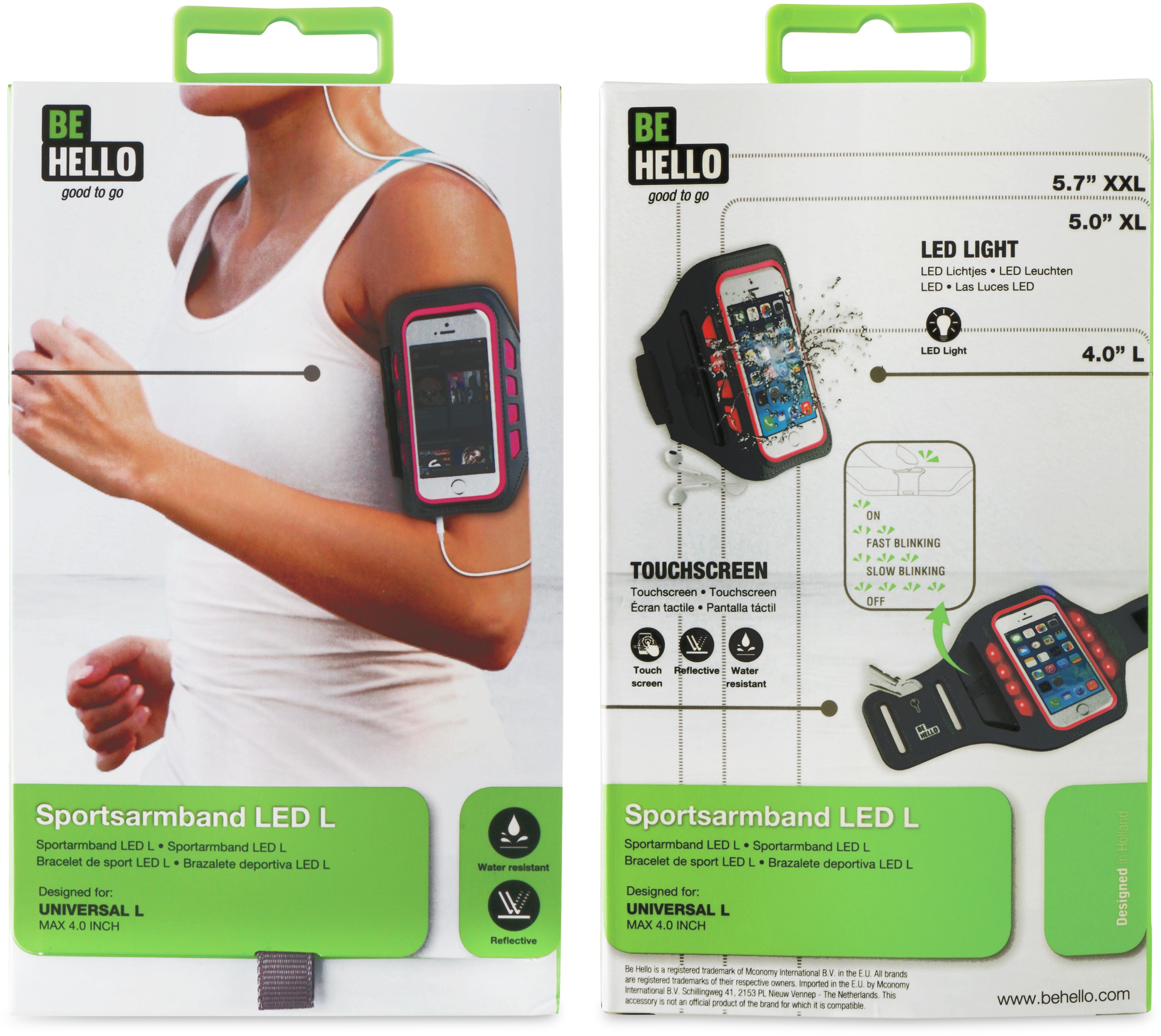 BeHello Universal Sportsarmband LED L Grey/Pink Roze Kenmerken Tweakers