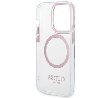Guess MagSafe Back Case - iPhone 14 Pro (6.1") - Transparant/Roze Roze