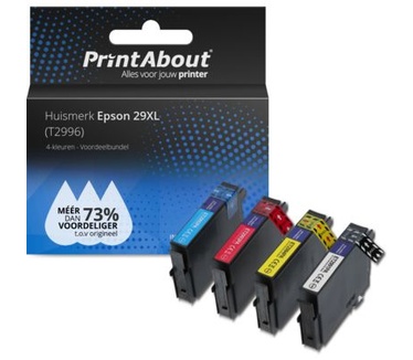 PrintAbout Huismerk Epson 29XL (T2996) Inktcartridge 4-kleuren Voordeelbundel