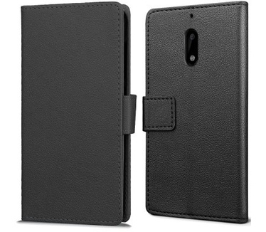 qMust Nokia 6 Wallet Case - TPU frame - Zwart