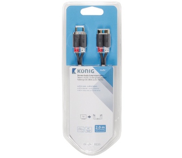 Konig 2 x RCA male/2 x RCA female, 2 m