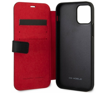 Ferrari Stitch Line Leather Book - iPhone 12/12 Pro (6.1") Zwart Zwart