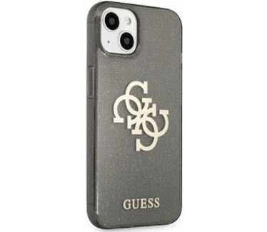Guess 4G Logo Glitter TPU - Apple iPhone 13 Mini (5.4") - Zwart Zwart